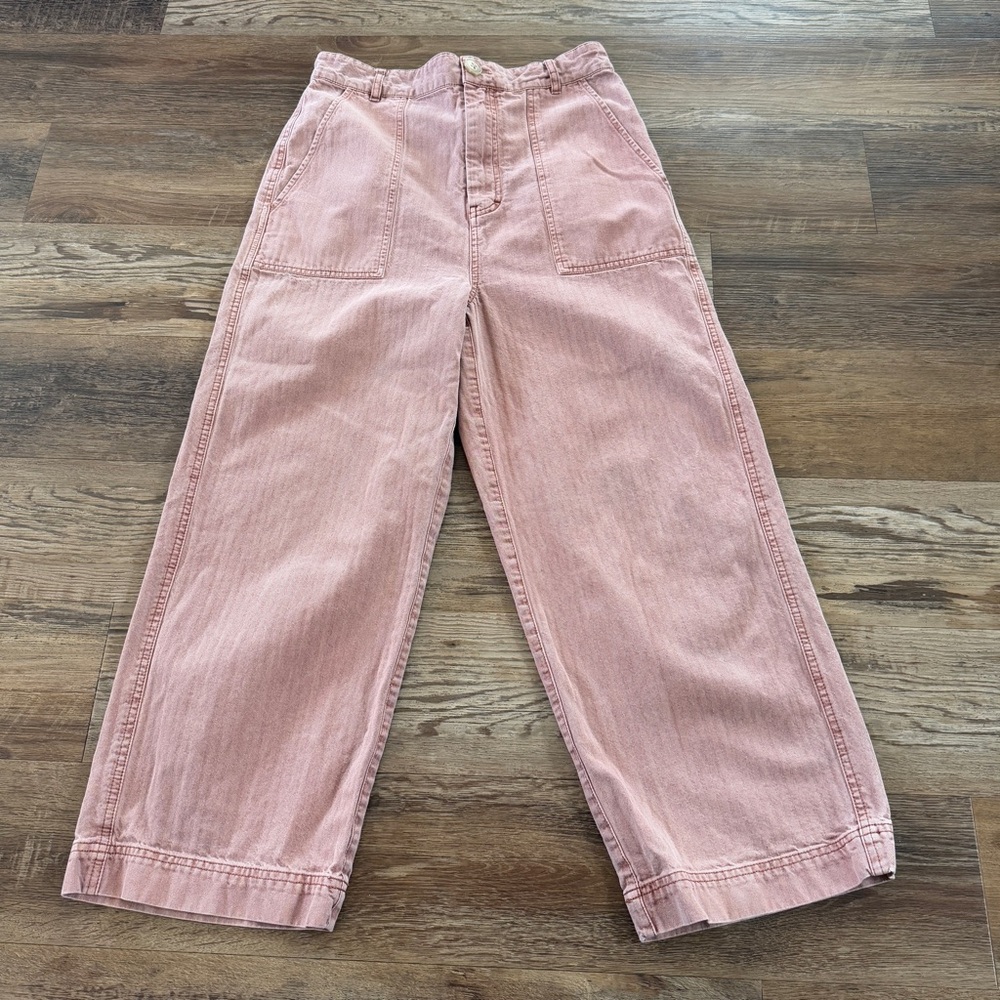 Free People Wide Leg Utility Pants in Dusty Pink